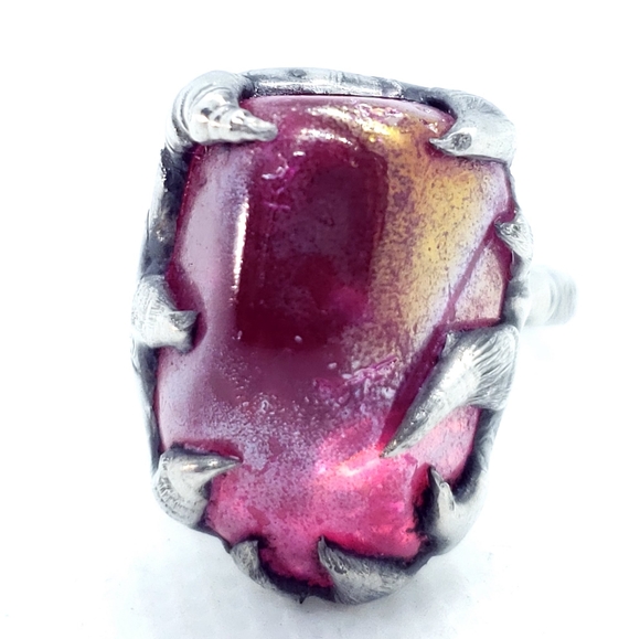 Pink aura quartz crystal ring statement ring - Picture 2 of 12